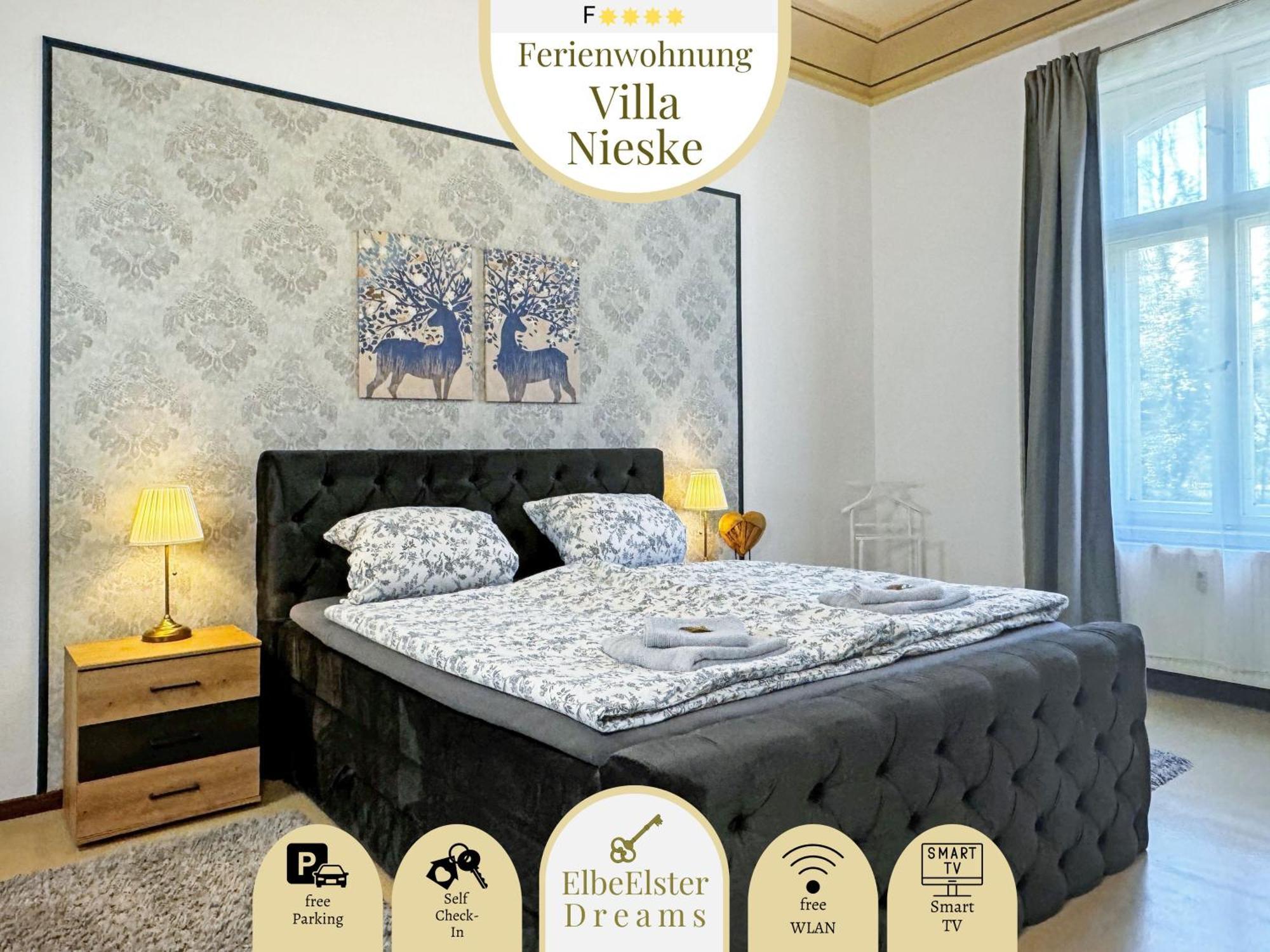 Ferienwohnung Villa Nieske - Jugendstil Denkmal, Free Wlan & Parken, Self Check-In, Smart-Tv Herzberg  エクステリア 写真